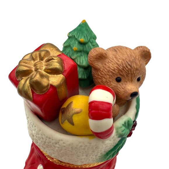 PartyLite Christmas Teddy Bear Hinged Gift Box Stocking Toys Trinket Keepsake - Picture 5 of 10